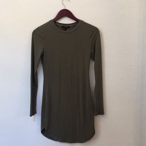Green Scoopneck Bodycon Dress - Long Sleeve
